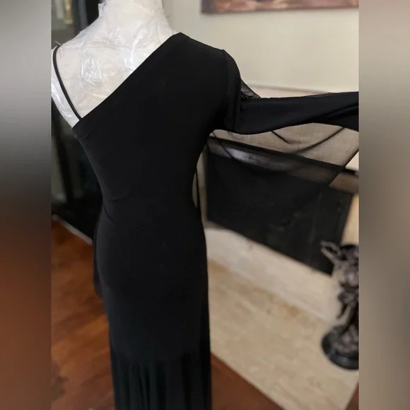 Ballroom Smooth one shoulder practice dance dress black - Picture 11 of 14